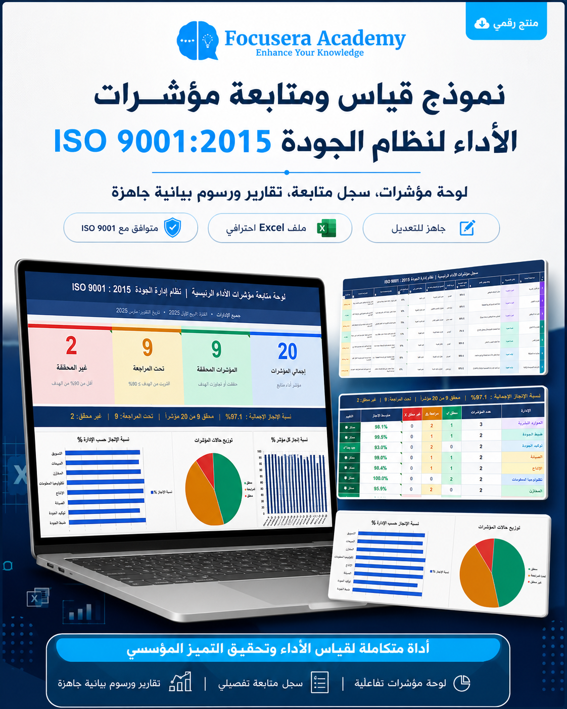 نموذج قياس ومتابعة مؤشرات الأداء لنظام الجودة ISO 9001:2015