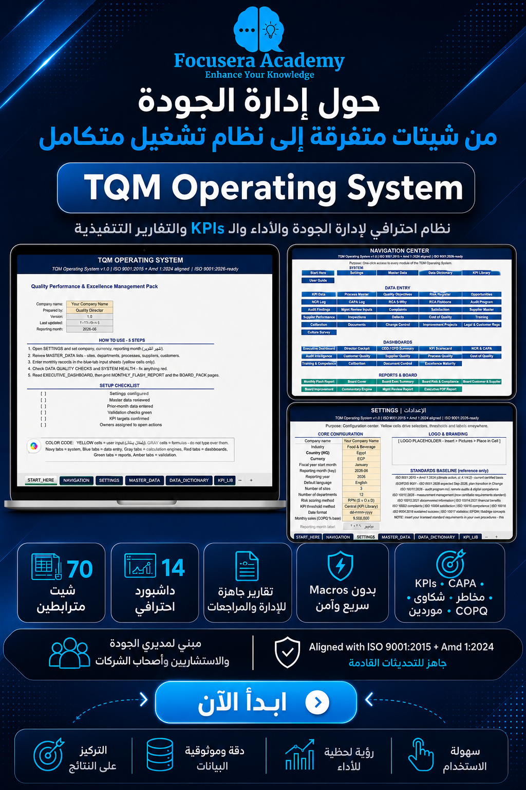 TQM Operating System™ | النظام الذكي لإدارة الجودة والتميز المؤسسي وفق ISO 9001